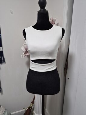 Sleek White Cutout Crop Top